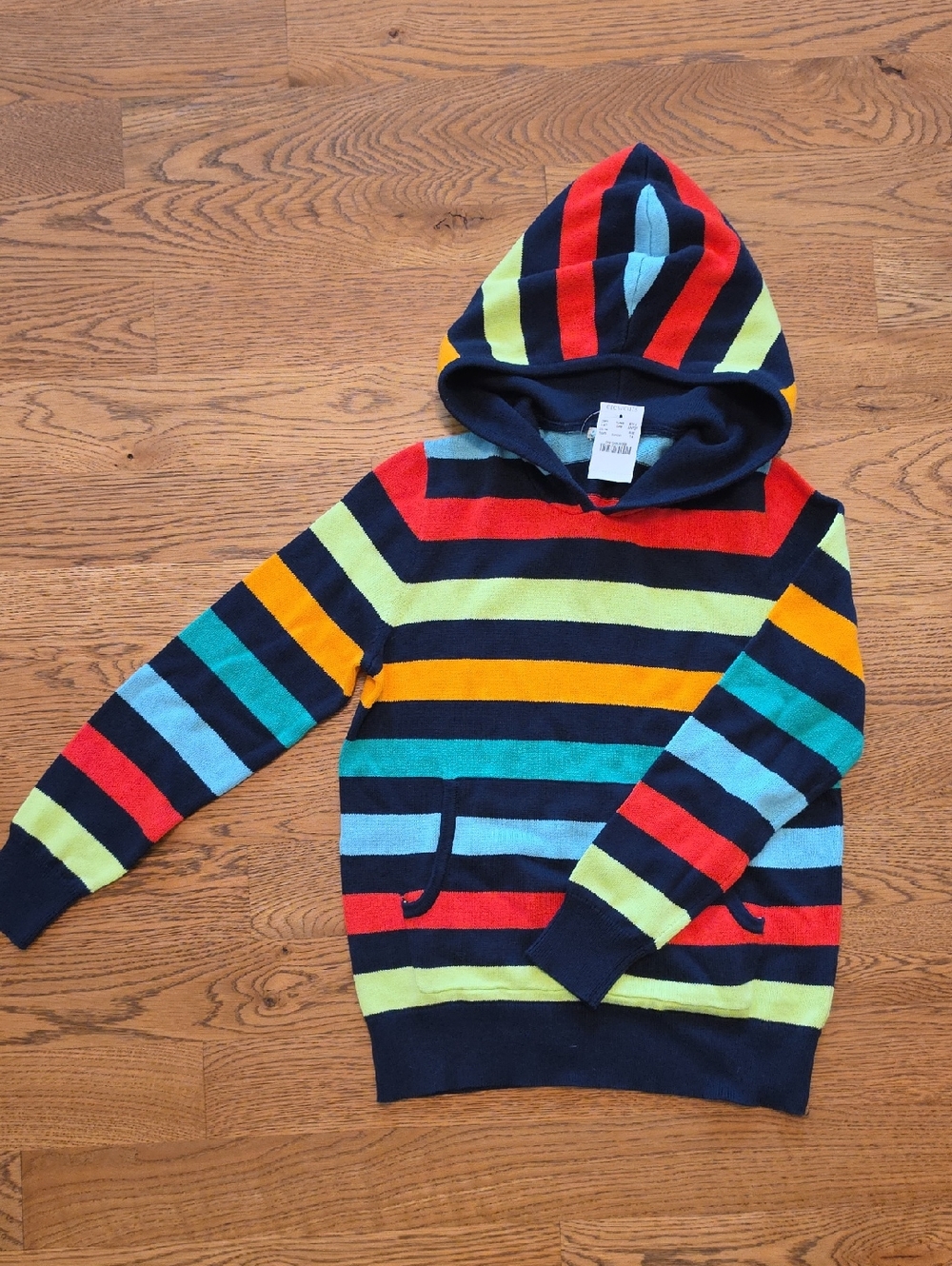 Crewcuts Navy and Red Striped Hooded Sweater